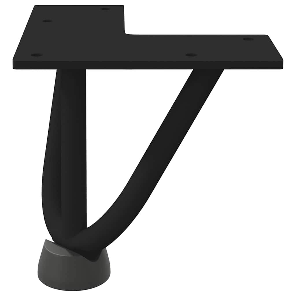Gambe per Tavolo a Forcina 4 pz Nero 10 cm in Acciaio Massiccio - homemem39