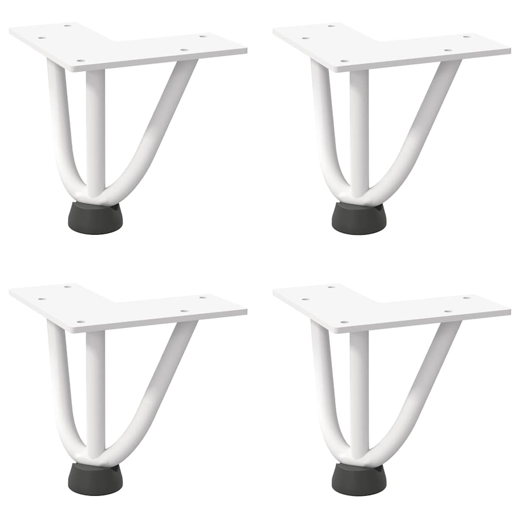 Gambe per Tavolo a Forcina 4 pz Bianco 10 cm Acciaio Massiccio - homemem39