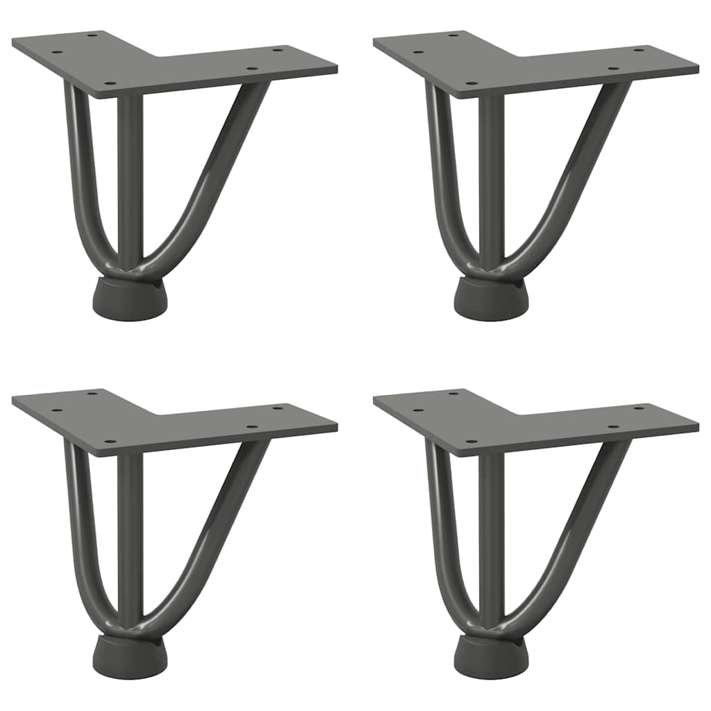 Gambe Tavolo a Forcina 4 pz Antracite 10 cm Acciaio Massiccio - homemem39