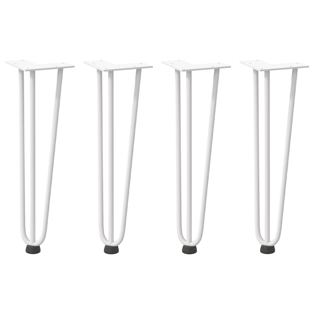 Gambe per Tavolo a Forcina 4 pz Bianco 42 cm Acciaio Massiccio - homemem39