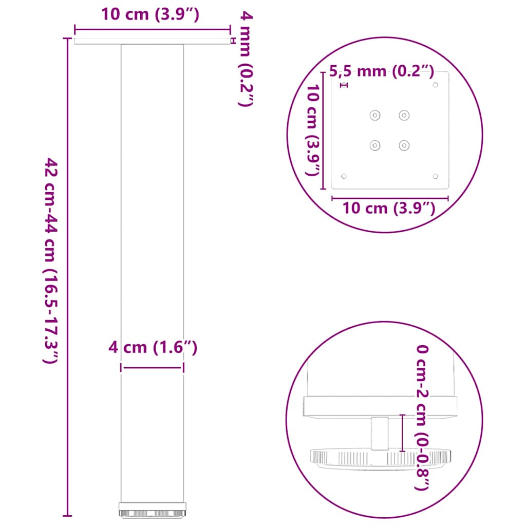 Gambe per tavolino 4 pz Antracite 42-44 cm Acciaio | homemem39