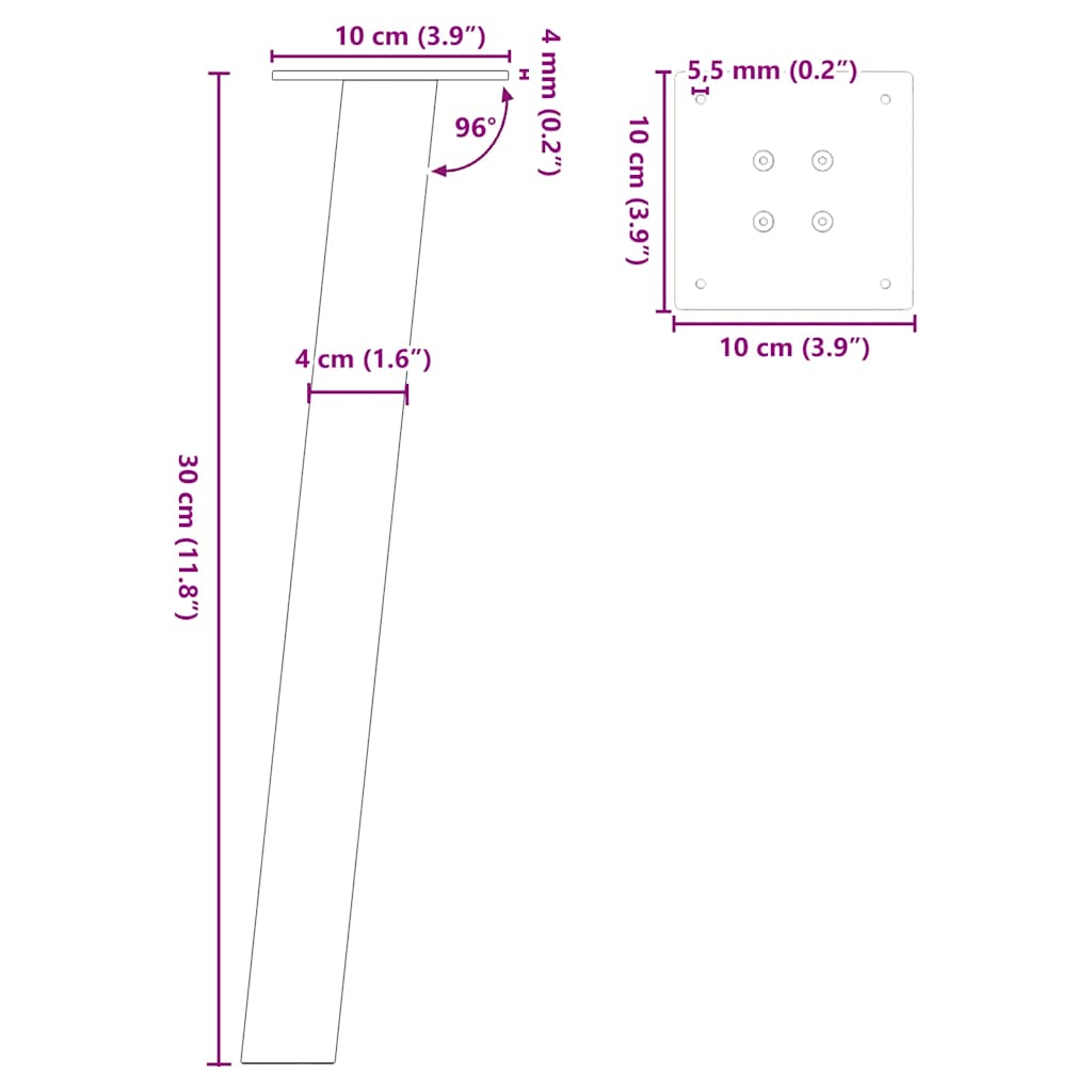 Gambe per tavolino da caffè 4 pz Bianche 30 cm Acciaio | homemem39