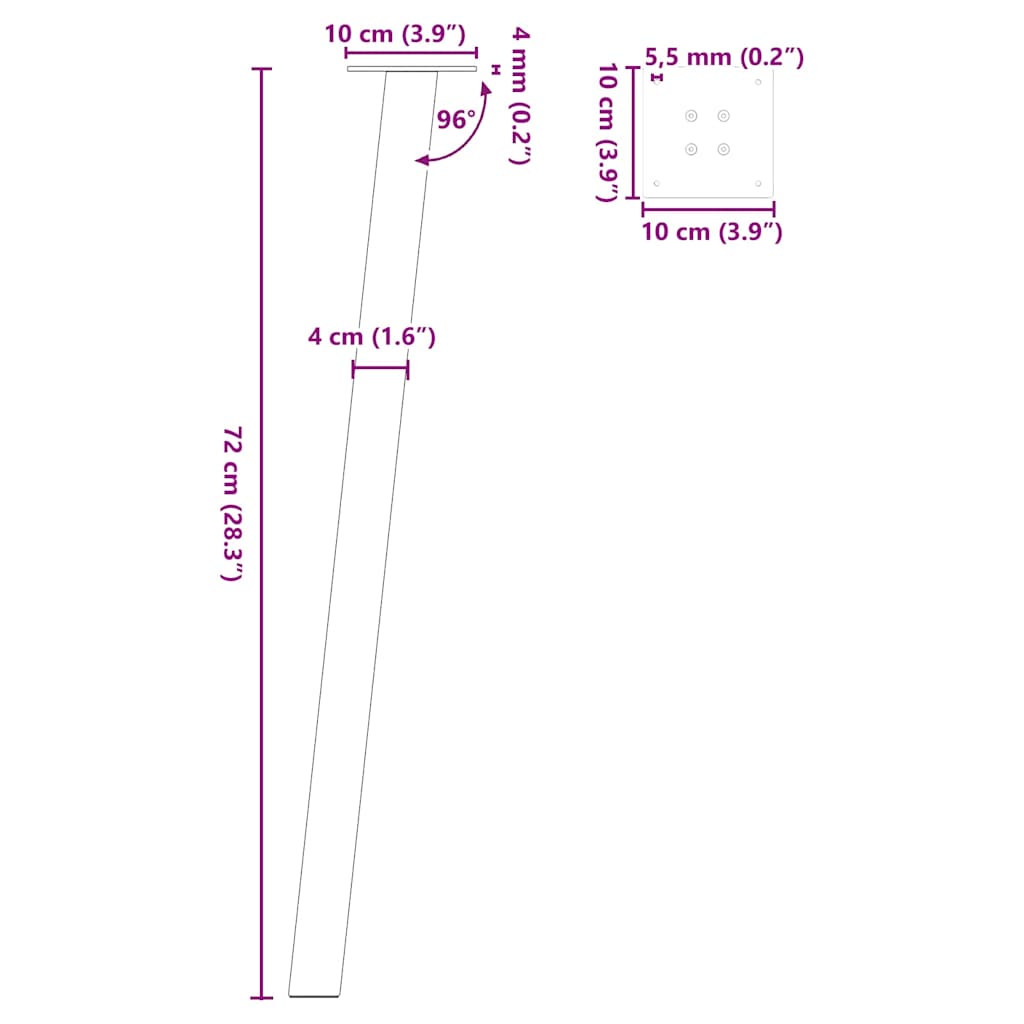 Gambe per tavolo consolle 4 pz bianche 72 cm in acciaio | homemem39