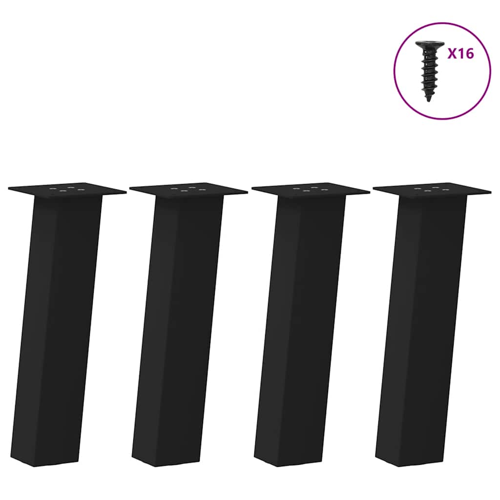 Gambe per Tavolino 4 pz Nero 42 cm in Acciaio - homemem39