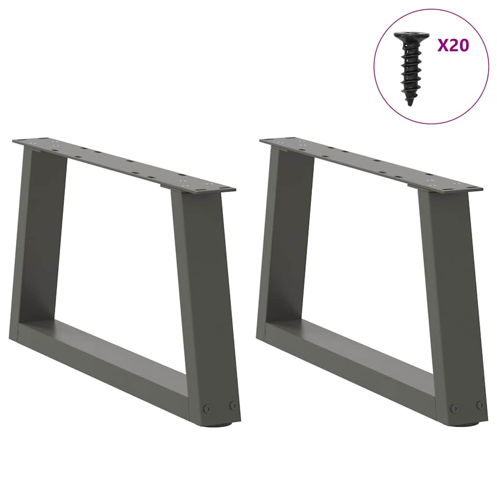 Gambe Tavolo Pranzo a V 2 pz Antracite 50x(30-31,3)cm Acciaio - homemem39