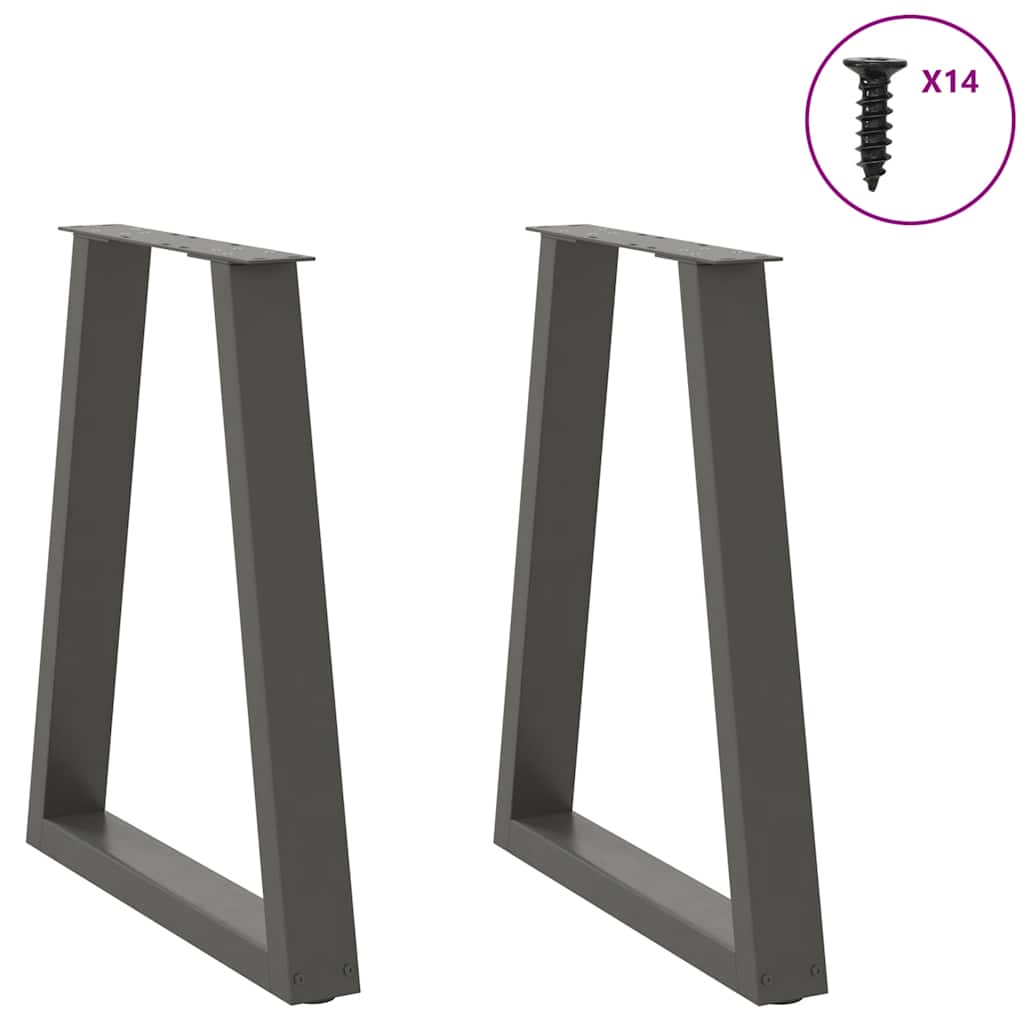 Gambe Tavolino Caffè a V 2 pz Antracite 50x(72-73)cm in Acciaio - homemem39