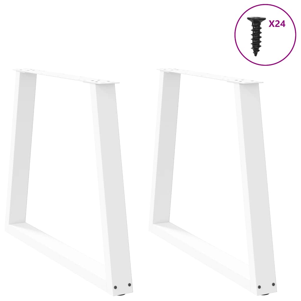 Gambe per Tavolo Pranzo a V 2 pz Bianco 70x(72-73,3)cm Acciaio - homemem39