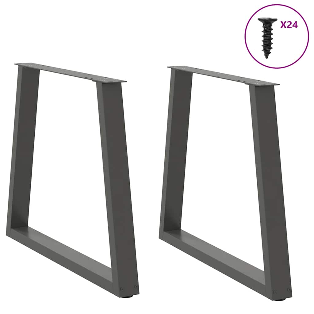 Gambe Tavolo Pranzo a V 2 pz Antracite 80x(72-73,3)cm Acciaio - homemem39