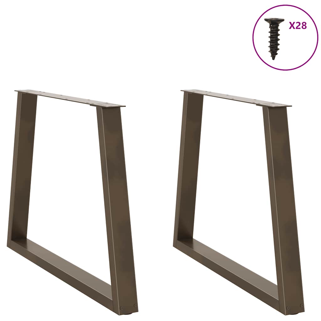 Gambe per Tavolo Pranzo a V 2pz Naturale 90x(72-73,3)cm Acciaio - homemem39