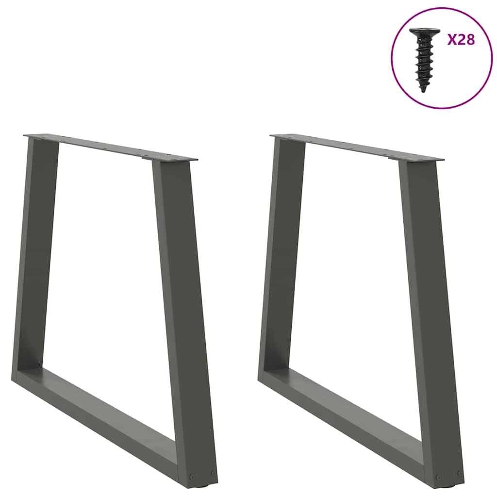 Gambe Tavolo Pranzo a V 2 pz Antracite 100x(72-73,3)cm Acciaio - homemem39