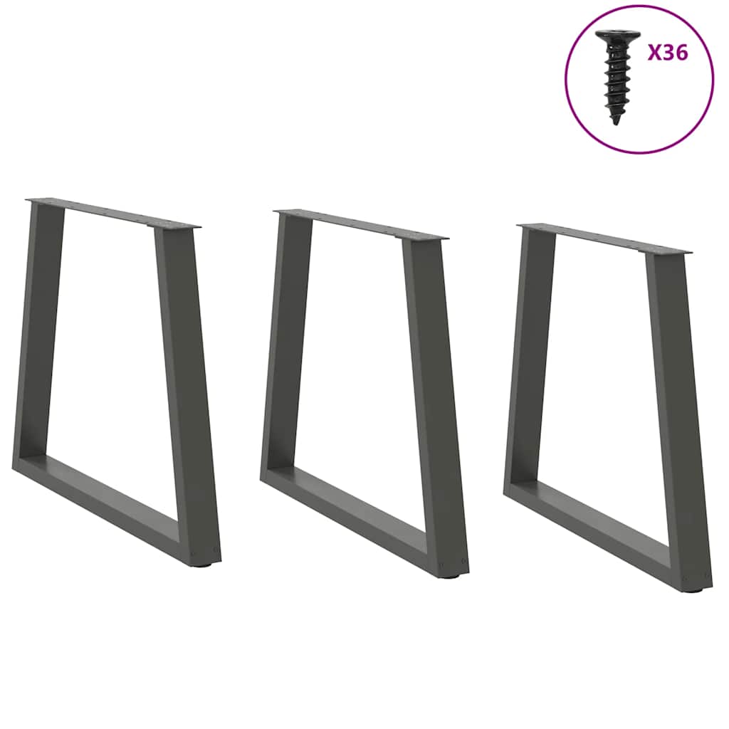 Gambe Tavolo Pranzo a V 3 pz Antracite 70x(72-73,3)cm Acciaio - homemem39