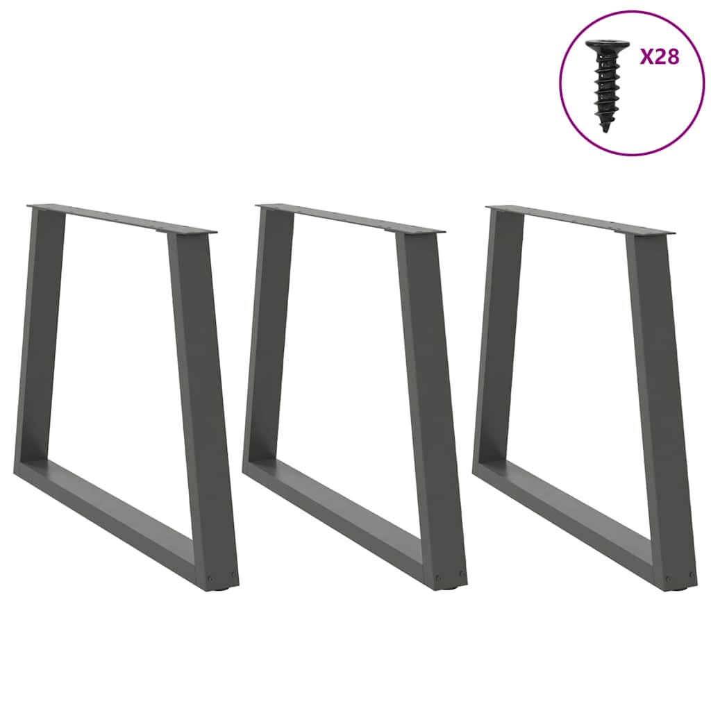 Gambe Tavolo Pranzo a V 3 pz Antracite 100x(72-73,3)cm Acciaio - homemem39