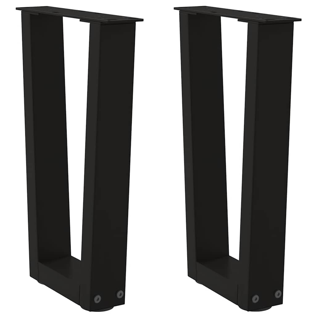 Gambe per Tavolo da Pranzo a V 2 pz Nero 38x(42-43,3)cm Acciaio - homemem39