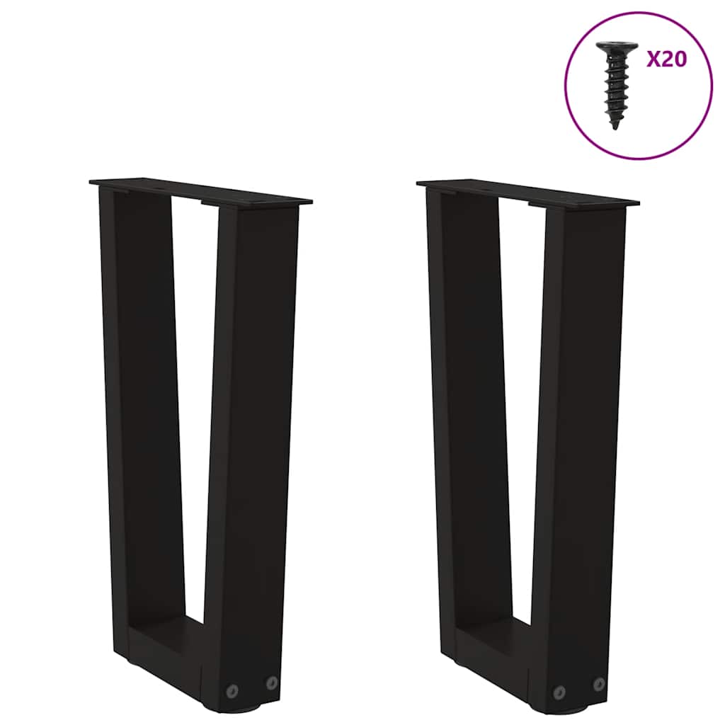 Gambe per Tavolo da Pranzo a V 2 pz Nero 38x(42-43,3)cm Acciaio - homemem39