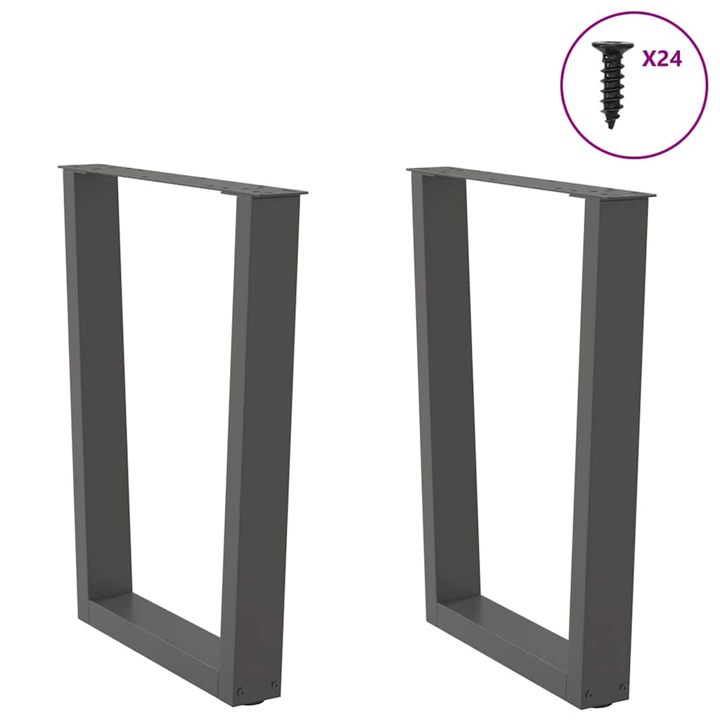 Gambe Tavolo Pranzo a V 2 pz Antracite 70x(72-73,3)cm Acciaio - homemem39