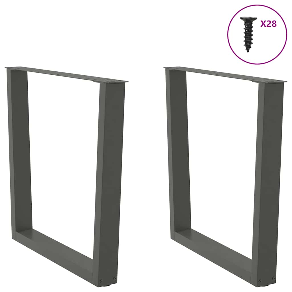 Gambe Tavolo Pranzo a V 2 pz Antracite 80x(72-73,3)cm Acciaio - homemem39