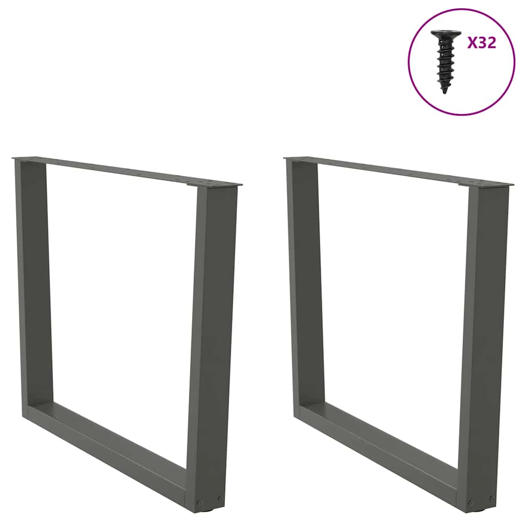 Gambe Tavolo Pranzo a V 2 pz Antracite 100x(72-73,3)cm Acciaio - homemem39