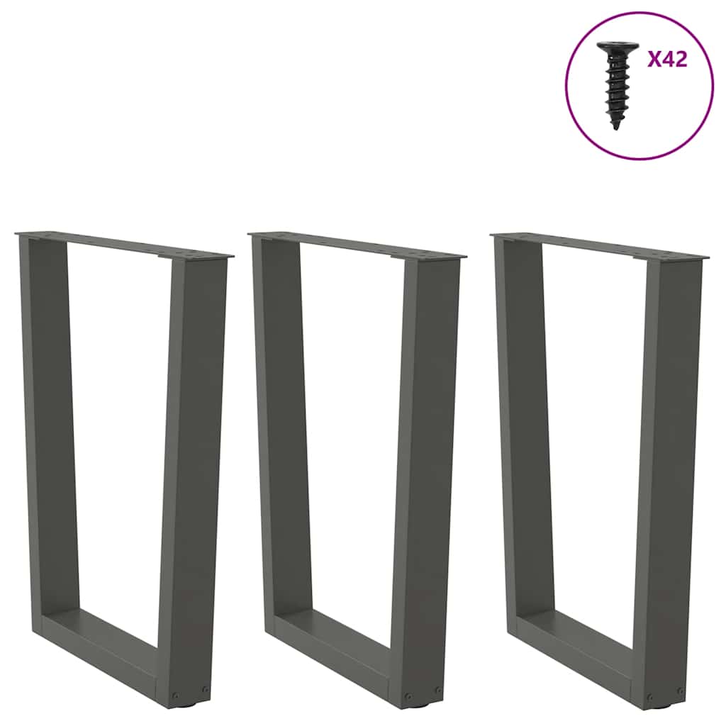 Gambe Tavolo Pranzo a V 3 pz Antracite 70x(72-73,3)cm Acciaio - homemem39