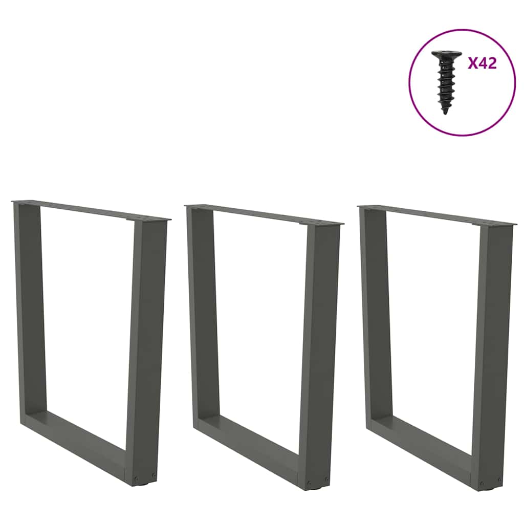 Gambe Tavolo Pranzo a V 3 pz Antracite 80x(72-73,3)cm Acciaio - homemem39