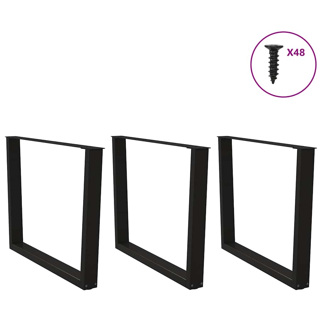 Gambe per Tavolo da Pranzo a V 3pz Nero 100x(72-73,3)cm Acciaio - homemem39