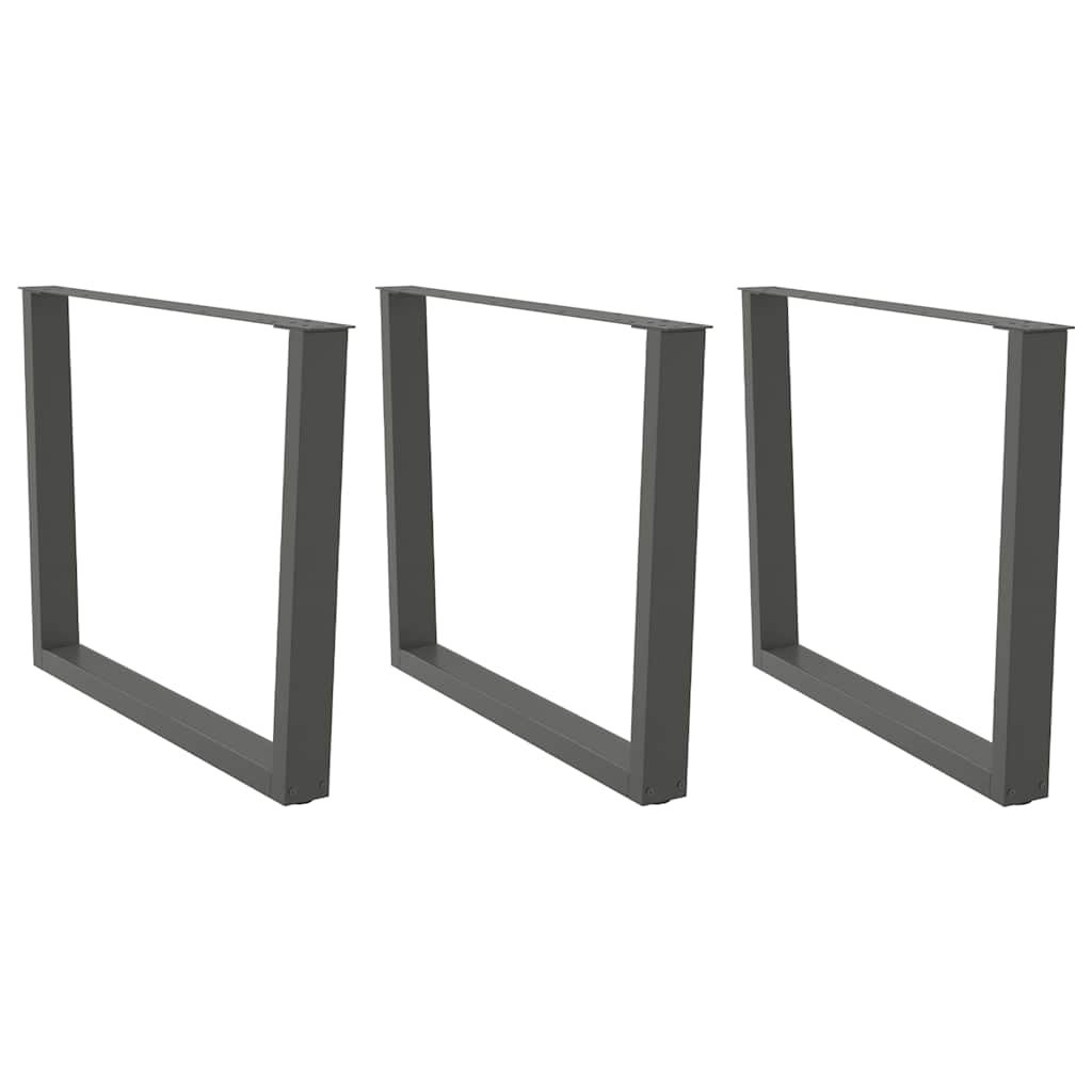 Gambe Tavolo Pranzo a V 3 pz Antracite 100x(72-73,3)cm Acciaio - homemem39