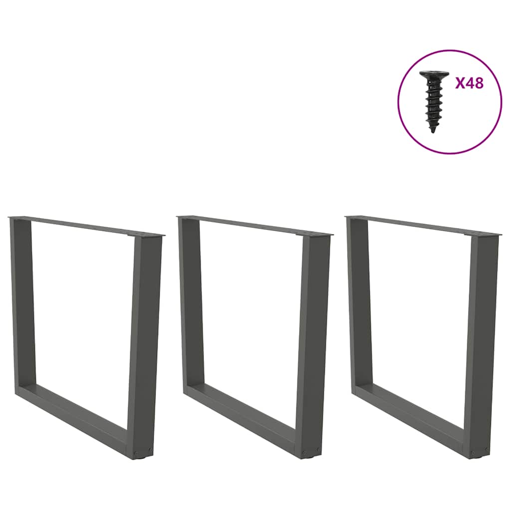 Gambe Tavolo Pranzo a V 3 pz Antracite 100x(72-73,3)cm Acciaio - homemem39