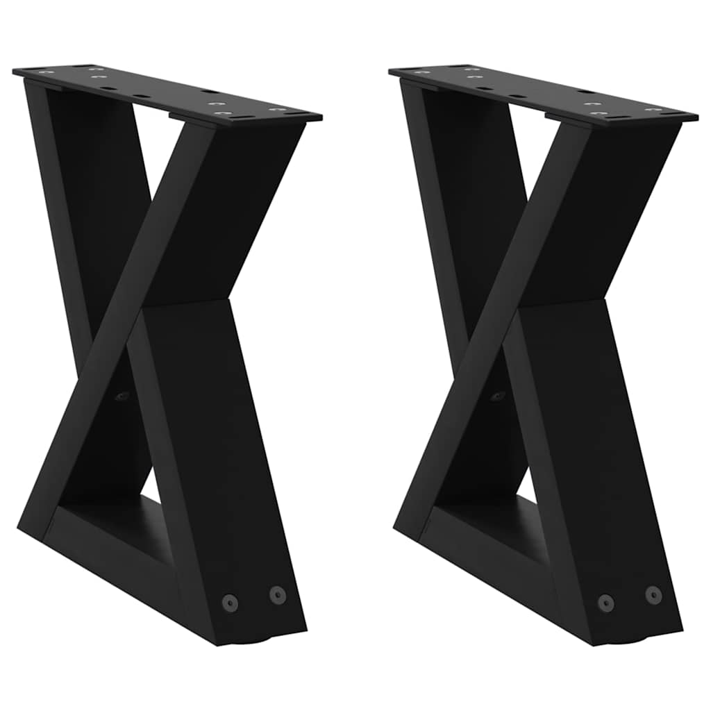 Gambe per Tavolino 2 pz Nero 30x(30-31,3) cm in Acciaio
