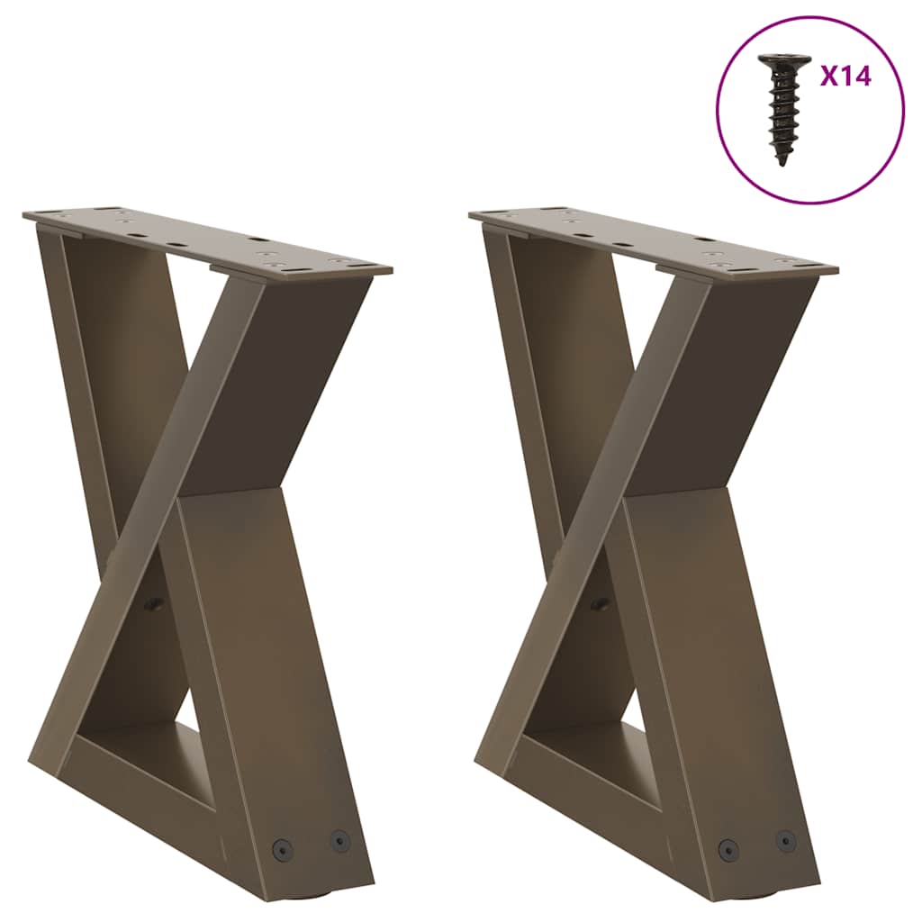 Gambe per Tavolino 2 pz Naturale 40x(30-31,3) cm in Acciaio - homemem39