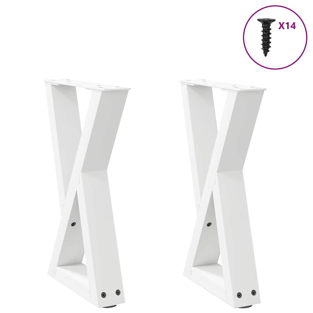 Gambe per Tavolino 2 pz Bianco 28x(42-43,3) cm in Acciaio
