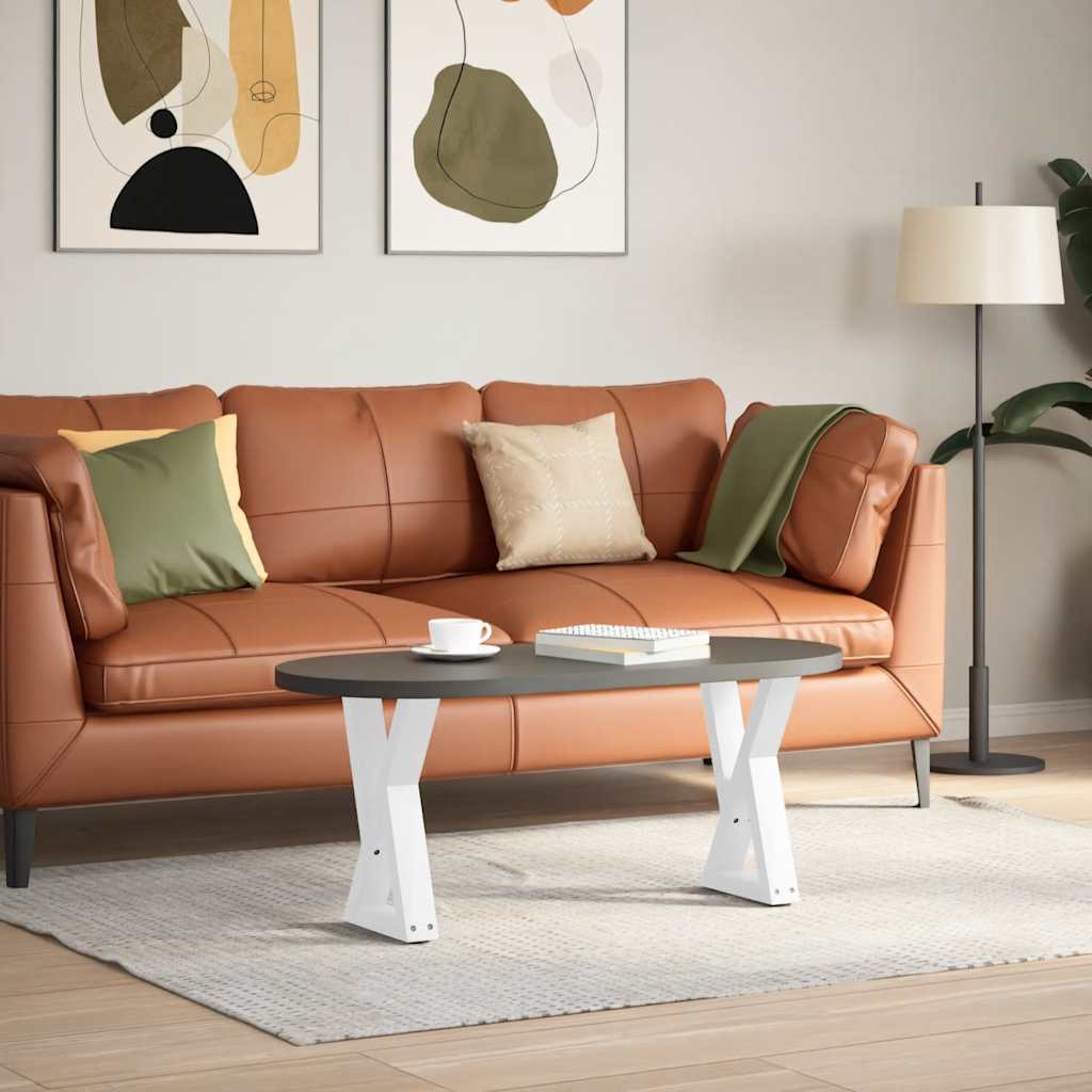 Gambe per Tavolino 2 pz Bianco 28x(42-43,3) cm in Acciaio