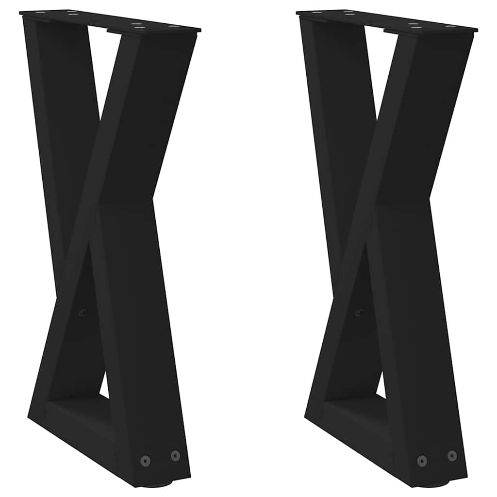Gambe per Tavolino 2 pz Nero 38x(42-43,3) cm in Acciaio