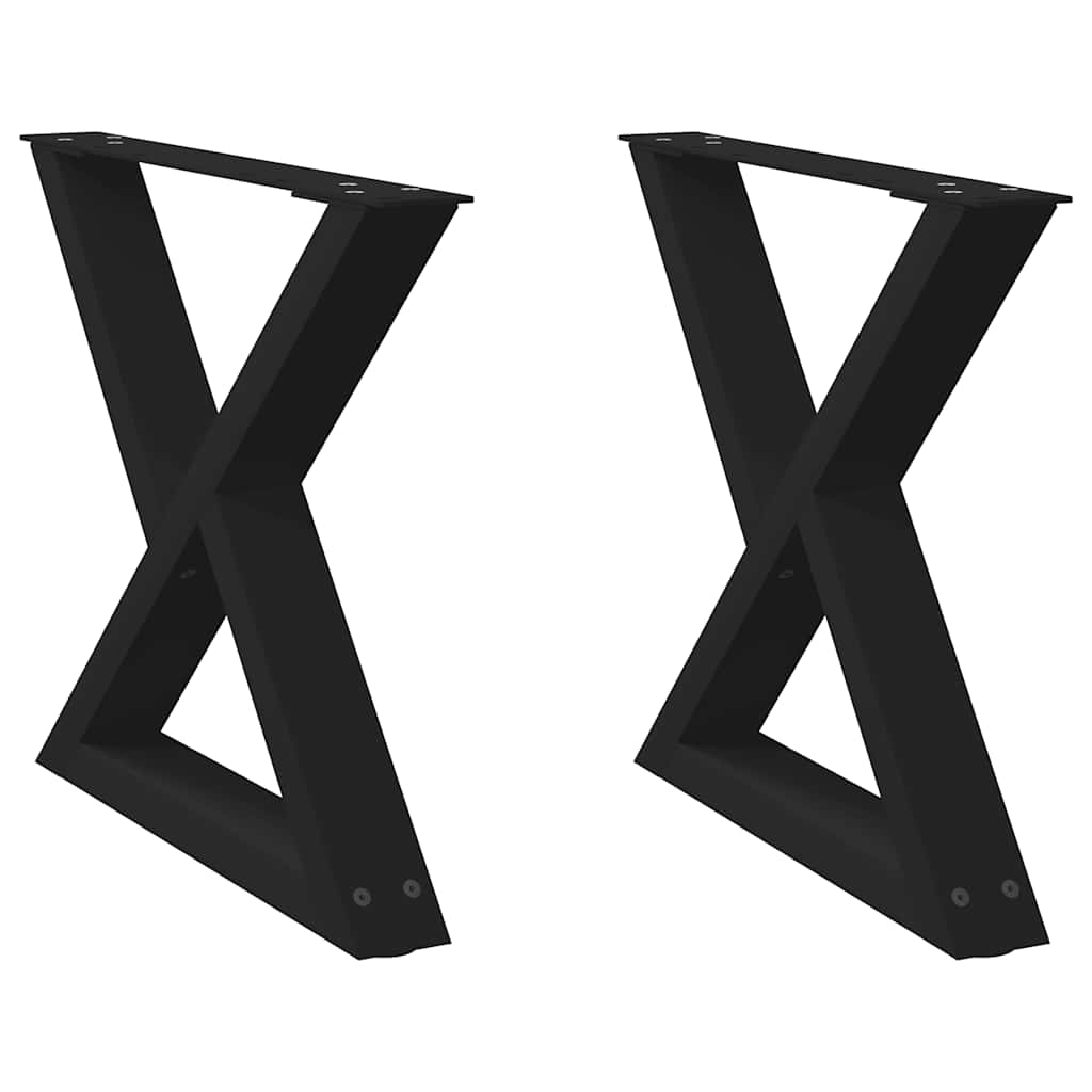 Gambe per Tavolino 2 pz Nero 60x(42-43,3) cm in Acciaio