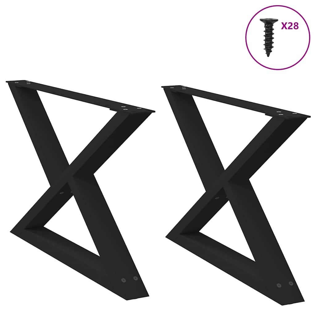 Gambe per Tavolino 2 pz Nero 70x(42-43,3) cm in Acciaio - homemem39