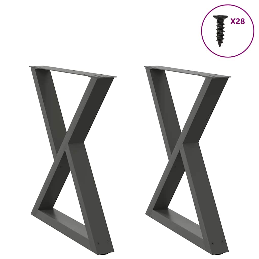 Gambe per Tavolo da Pranzo 2pz Antracite 70x(72-73,3)cm Acciaio - homemem39