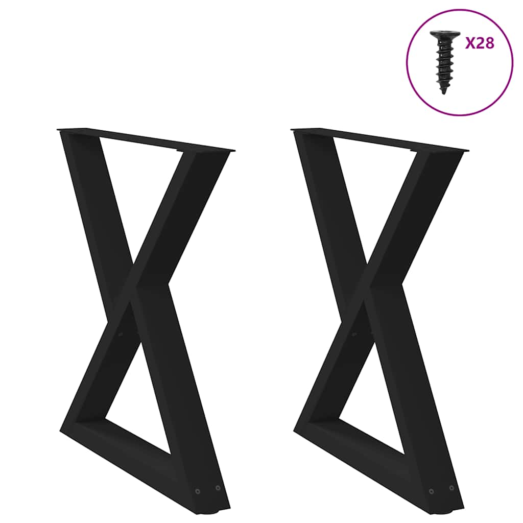 Gambe per Tavolo da Pranzo 2 pz Nero 80x(72-73,3) cm in Acciaio - homemem39