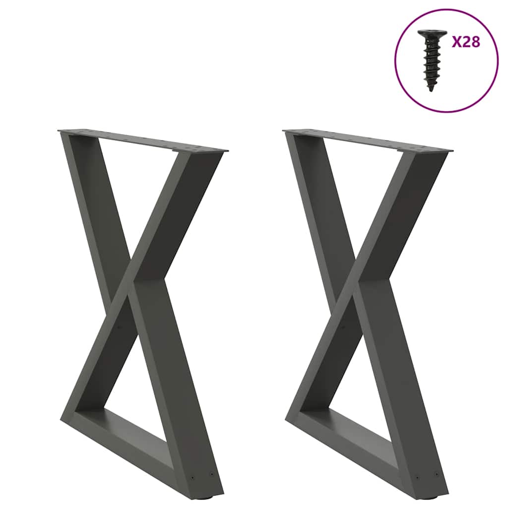 Gambe per Tavolo da Pranzo 2pz Antracite 80x(72-73,3)cm Acciaio - homemem39