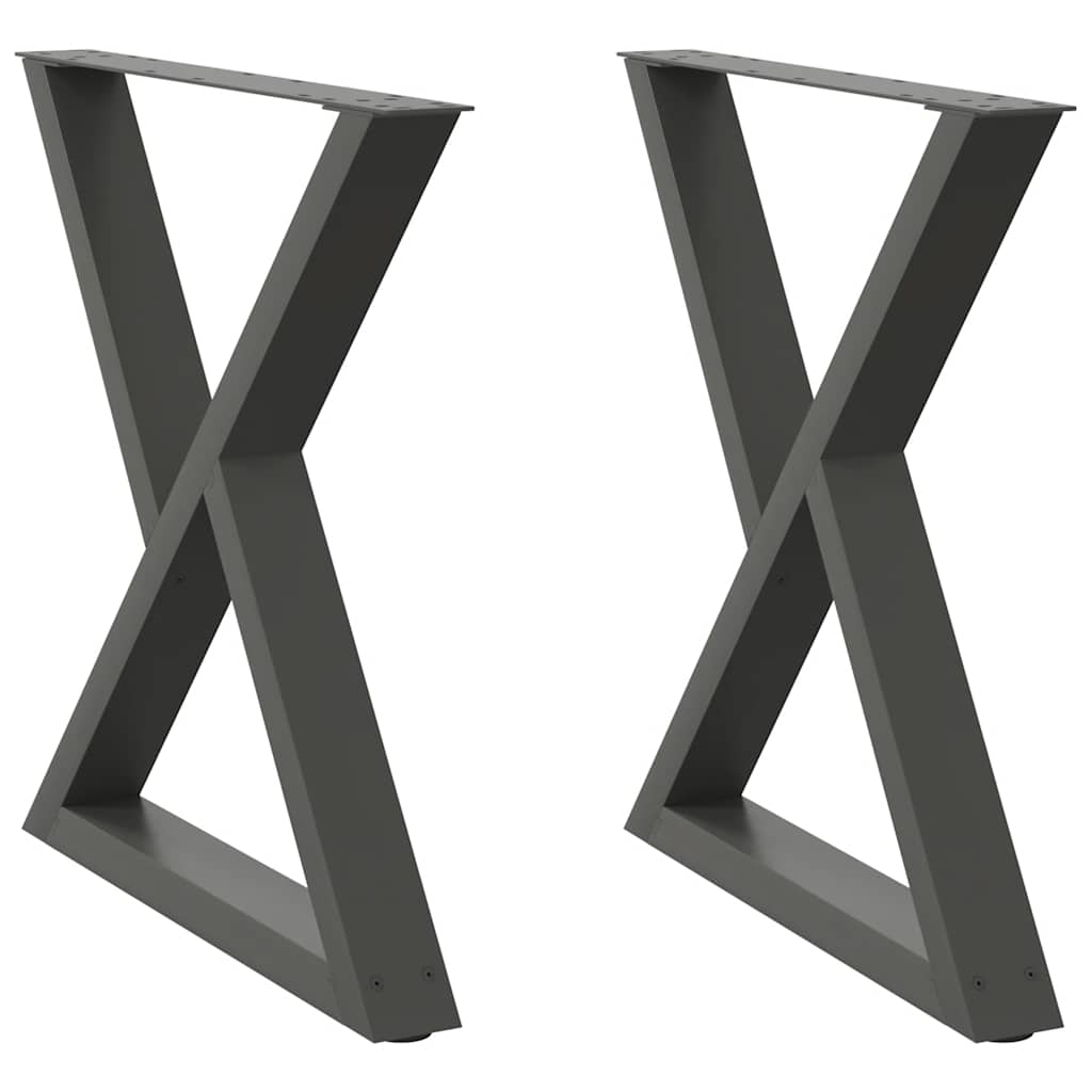 Gambe per Tavolo da Pranzo 2pz Antracite 80x(72-73,3)cm Acciaio - homemem39