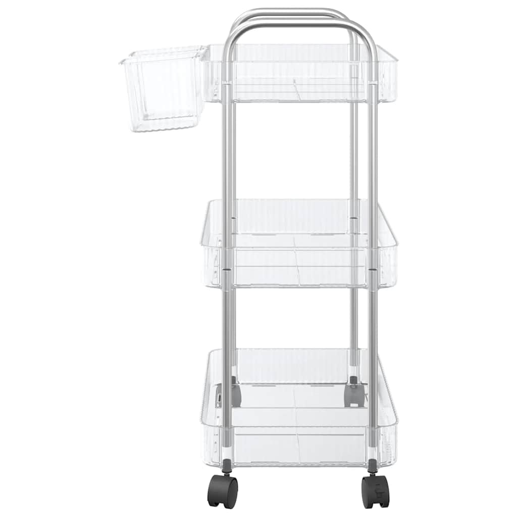 Carrello Portaoggetti a 3 Livelli 37x28x68 cm in Acrilico - homemem39