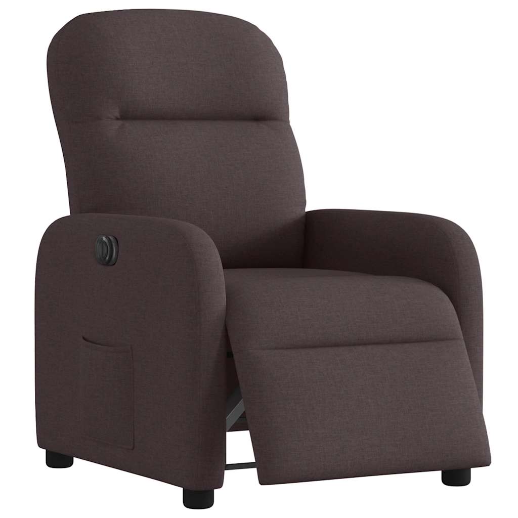 Poltrona Elettrica Reclinabile Marrone Scuro in Tessuto - homemem39