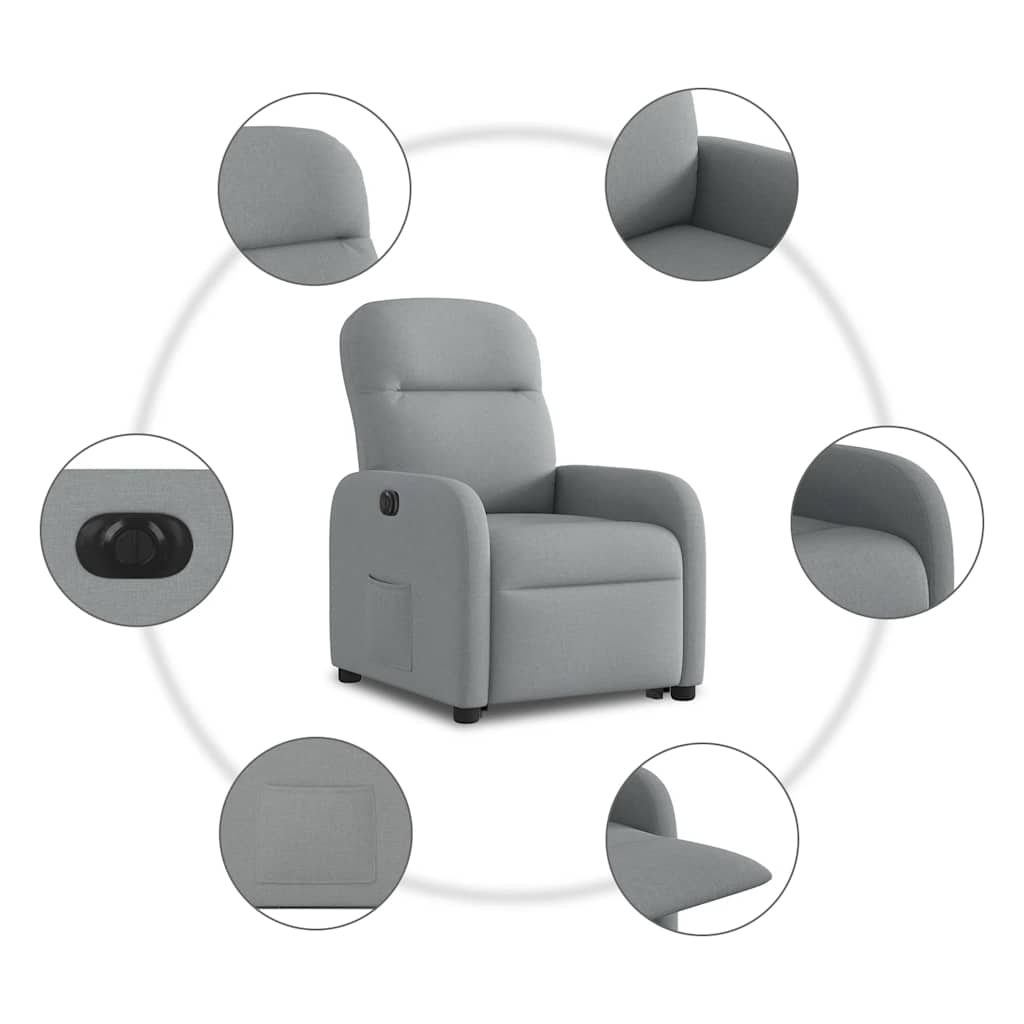 Poltrona Reclinante Alzapersona Elettrica Grigio Chiaro Tessuto | homemem39