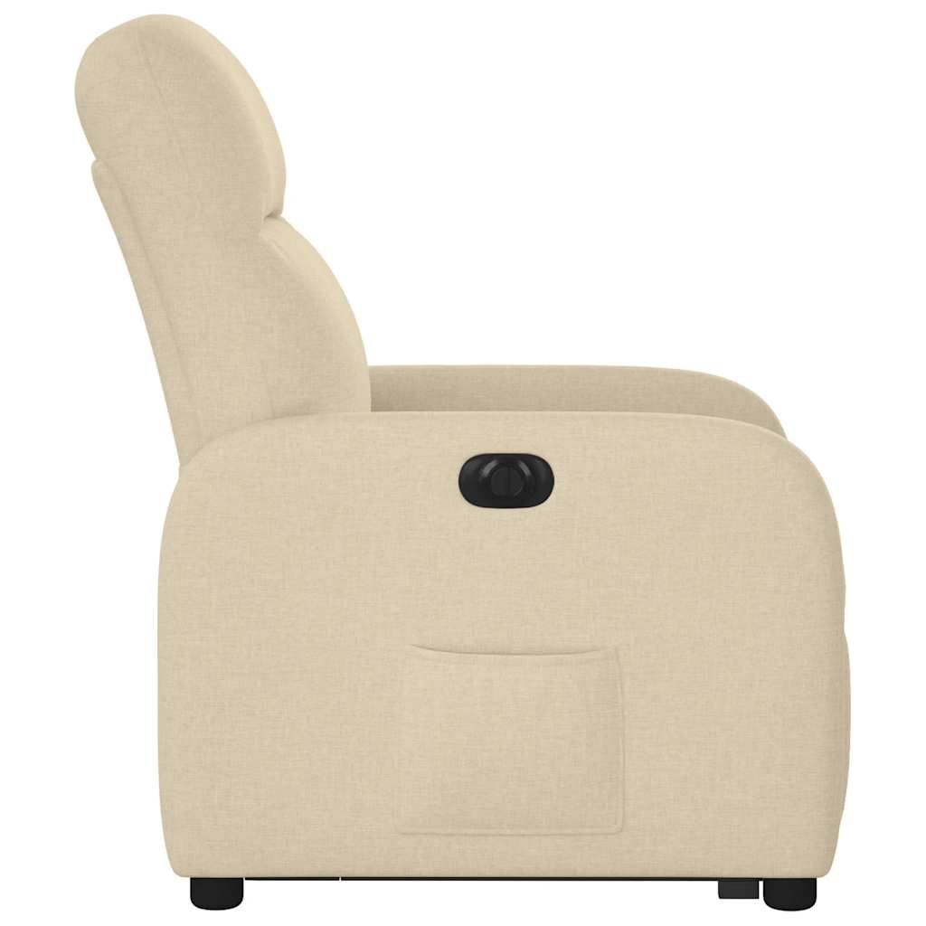 Poltrona Alzapersona Reclinabile Elettrica Crema in Tessuto - homemem39