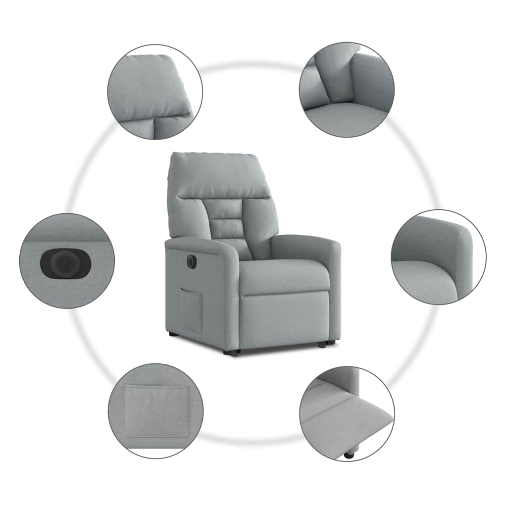 Poltrona Reclinante Alzapersona Elettrica Grigio Chiaro Tessuto | homemem39