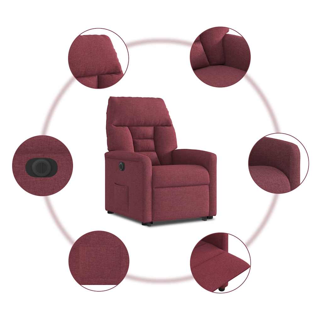 Poltrona Alzapersona Reclinabile Elettrica Rosso Vino Tessuto | homemem39