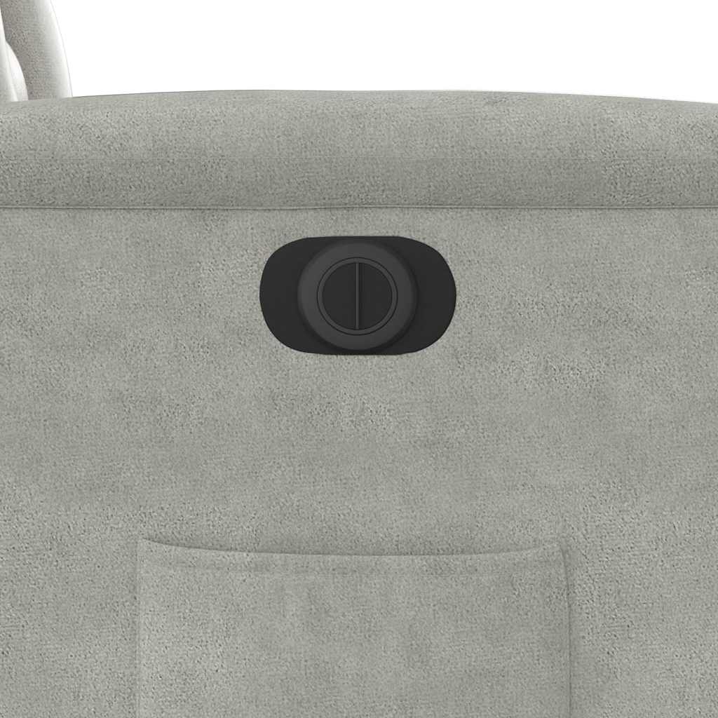 Poltrona Reclinabile Elettrica Grigio Chiaro Tessuto Microfibra