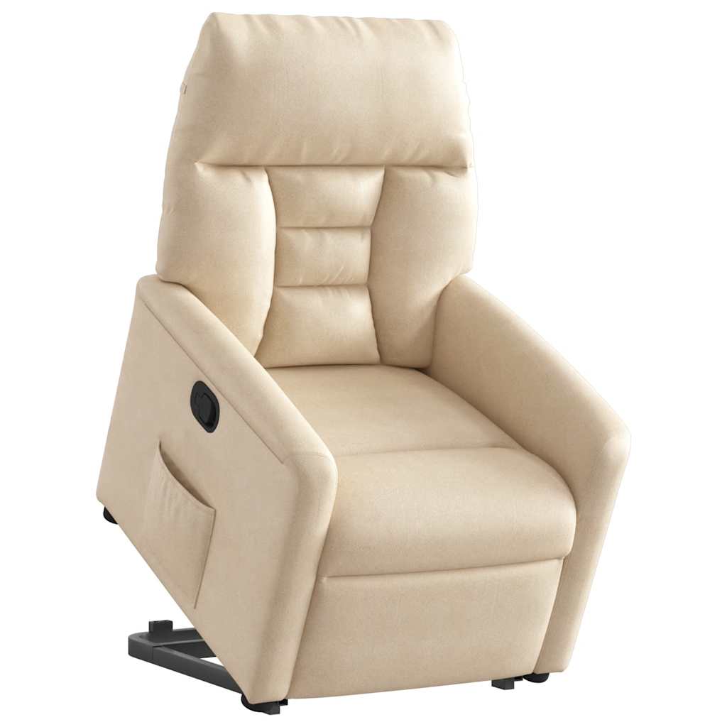 Poltrona Alzapersona Reclinabile Beige in Tessuto Microfibra - homemem39