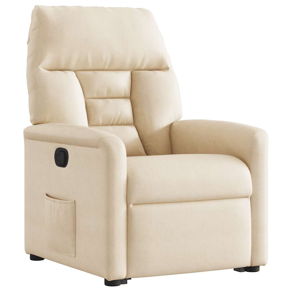 Poltrona Alzapersona Reclinabile Beige in Tessuto Microfibra - homemem39