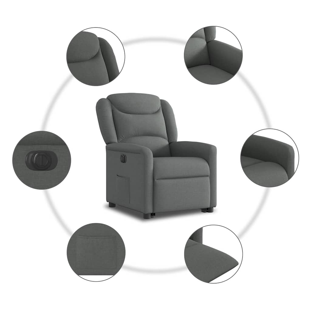 Poltrona Alzapersona Reclinabile Elettrica Grigio Scuro Tessuto | homemem39