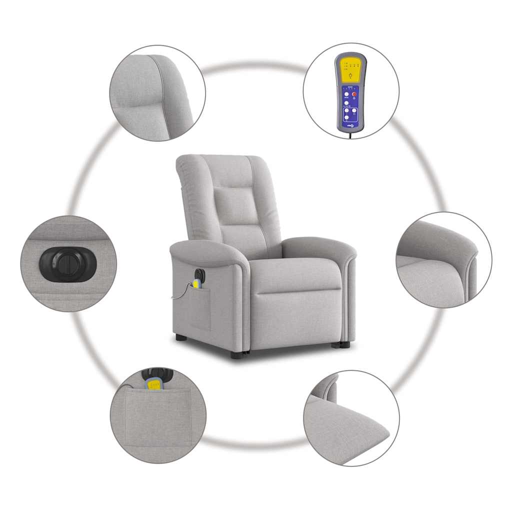 Poltrona Alzapersona Massaggi Elettrica Grigio Nuvola Tessuto | homemem39