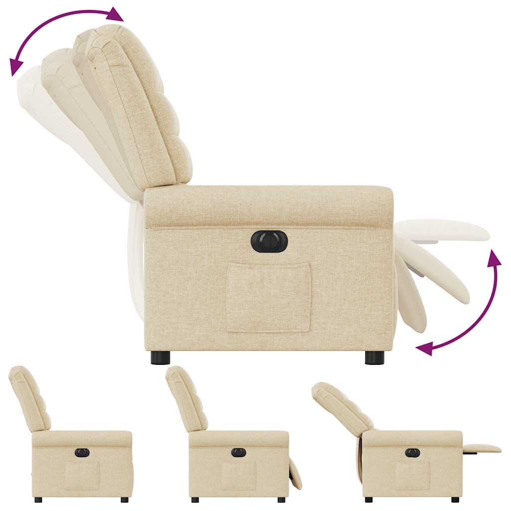 Poltrona Elettrica Reclinabile Crema in Tessuto - homemem39