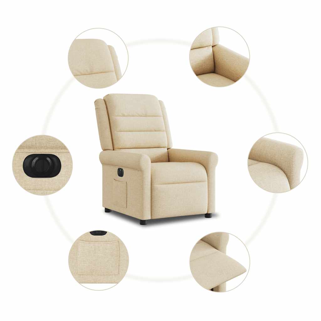 Poltrona Elettrica Reclinabile Crema in Tessuto - homemem39